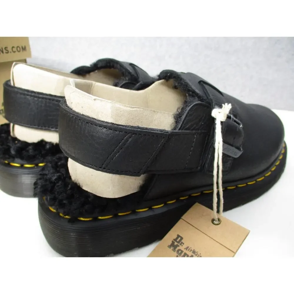 Dr Martens Jorge II Black Faux Fur Sling Back Mules Shoes Womens Sz 10 Mens Sz 9